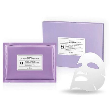 Dr. Althea шелковая маска Premium Squalane Silk Mask питательная с гиалуроновой кислотой и скваланом, 28 г, 5 шт.