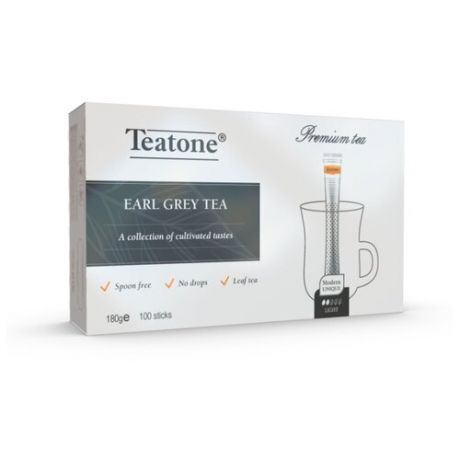Чай черный Teatone с ароматом бергамота в стиках, 100 шт.