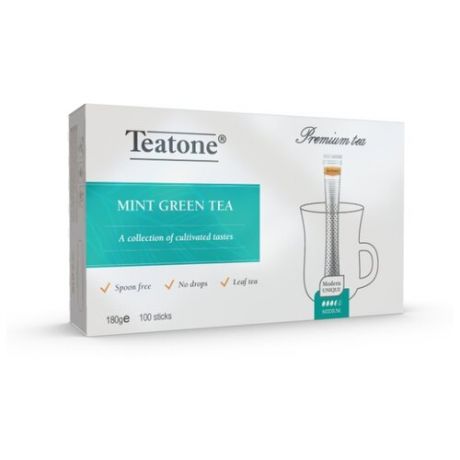 Чай зеленый Teatone с мятой в стиках, 100 шт.