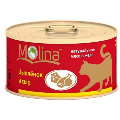 Корм для кошек Molina Консервы для кошек Цыпленок и сыр (0.08 кг) 1 шт.