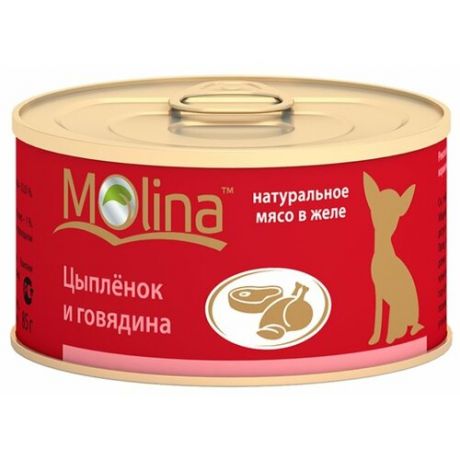 Корм для собак Molina Консервы для собак Цыпленок и говядина (0.085 кг) 1 шт.