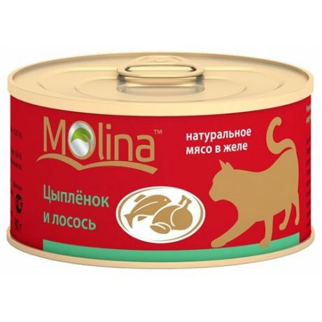 Корм для кошек Molina Консервы для кошек Цыпленок и лосось (0.08 кг) 1 шт.