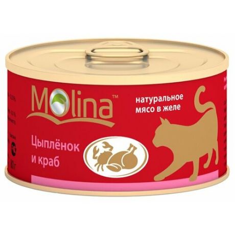 Корм для кошек Molina Консервы для кошек Цыпленок и краб (0.08 кг) 1 шт.