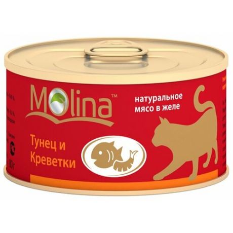 Корм для кошек Molina Консервы для кошек Тунец и креветки (0.08 кг) 1 шт.