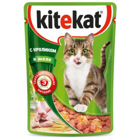 Корм для кошек Kitekat с кроликом 85 г (кусочки в желе)