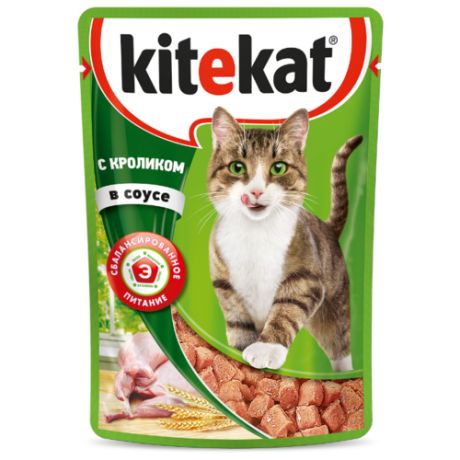 Корм для кошек Kitekat с кроликом 85 г (кусочки в соусе)
