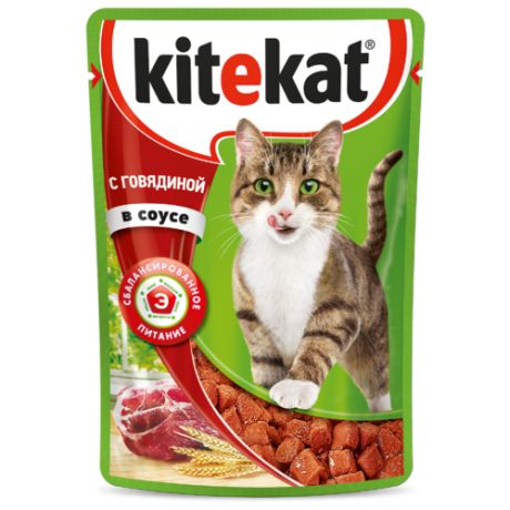 Корм для кошек Kitekat с говядиной 85 г (кусочки в соусе)