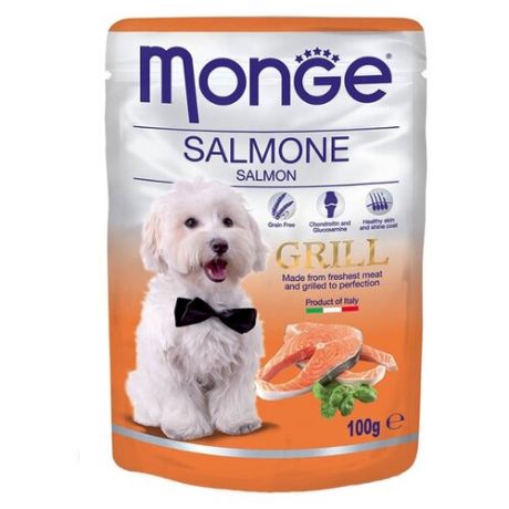 Влажный корм для собак Monge Grill для здоровья кожи и шерсти, лосось 100г