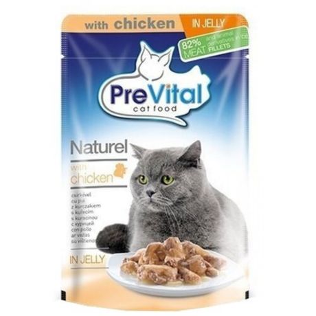 Корм для кошек PreVital с курицей 85 г (кусочки в желе)