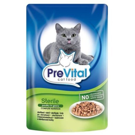 Корм для стерилизованных кошек PreVital домашняя птица 100 г
