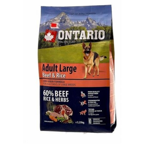 Корм для собак Ontario (2.25 кг) Adult Large Beef & Rice
