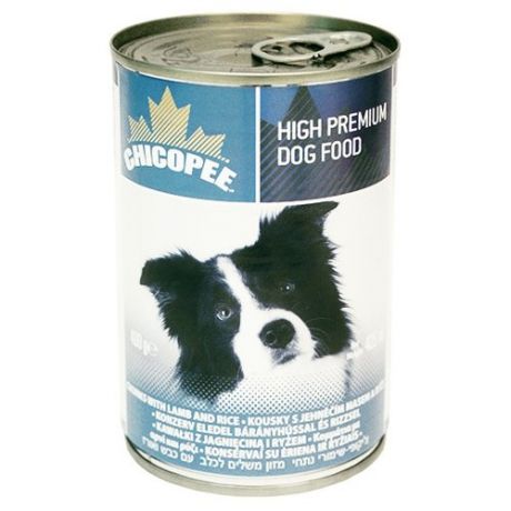 Корм для собак Chicopee (0.4 кг) 1 шт. Консервы для собак: мясные кусочки с ягненком и рисом