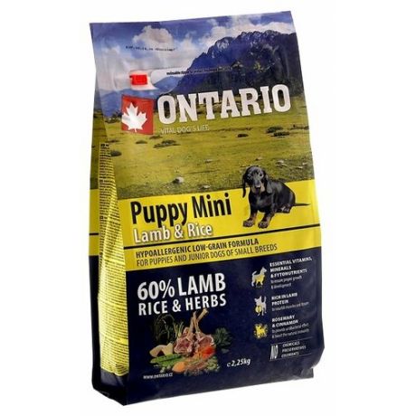 Корм для собак Ontario (2.25 кг) Puppy Mini Lamb & Rice