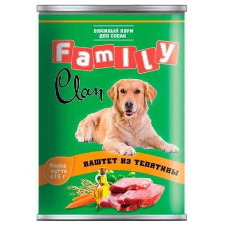 Корм для собак CLAN (0.415 кг) 1 шт. Family Паштет из телятины для собак