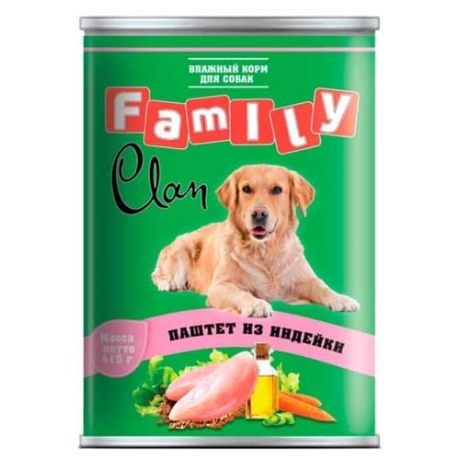 Корм для собак CLAN (0.415 кг) 1 шт. Family Паштет из индейки для собак