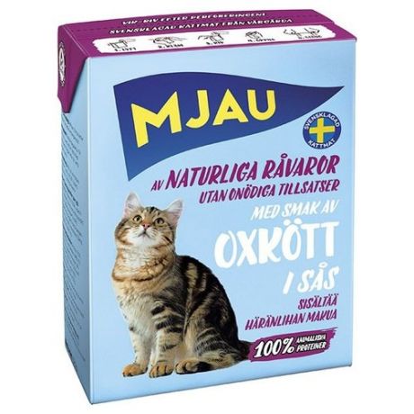 Корм для кошек Mjau (0.38 кг) 1 шт. Мясные кусочки в соусе - Говядина