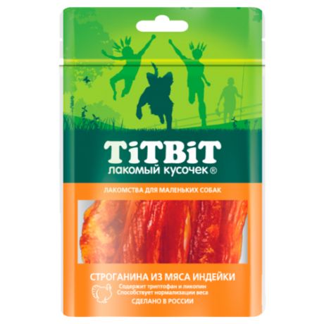 Лакомство для собак Titbit Строганина из мяса индейки для маленьких собак, 50 г