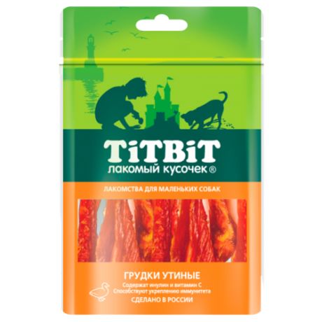 Лакомство для собак Titbit Лакомый кусочек для маленьких пород Грудки утиные, 50 г