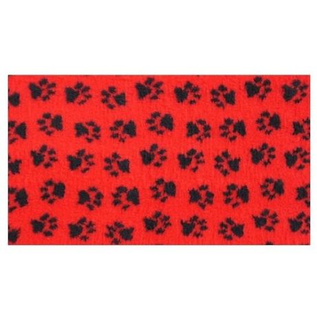 Коврик для собак и кошек ProFleece меховой с лапками S 50х35 см красный/черный