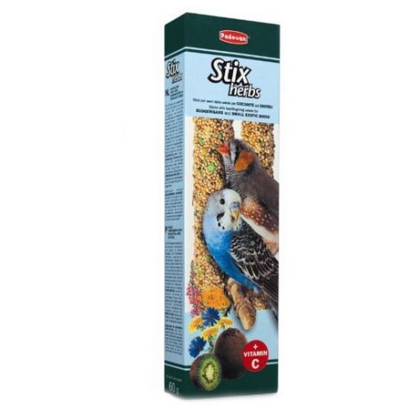 Лакомство для птиц Padovan Stix Herbs для попугаев и экзотических птиц антистрессовые с травами 80 г