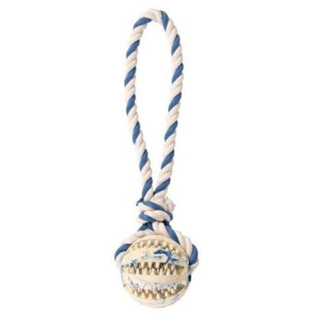 Мячик для собак TRIXIE DENTA FUN на веревке 3299 белый / синий