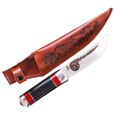 Нож Командор Барс (2223777) с чехлом черный/красный/серебристый