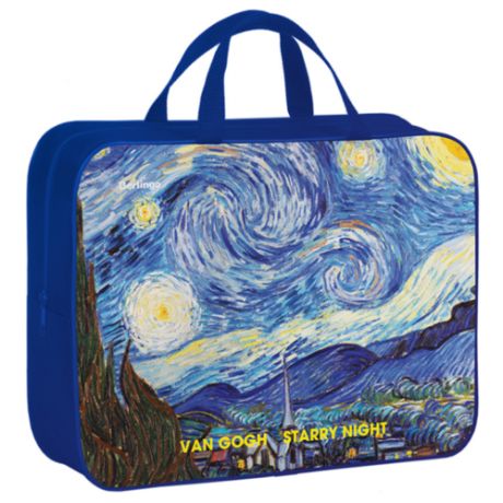 Berlingo Папка-сумка с ручками Звездная ночь А4, текстиль, на молнии синий