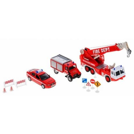 Набор техники Welly Пожарная служба 10 штук (99610-10B) красный