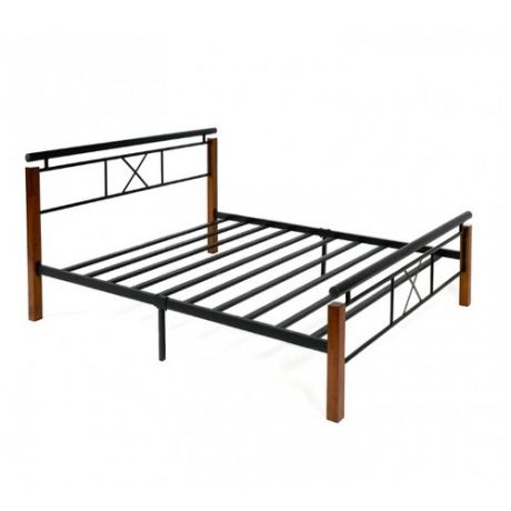Кровать TetChair EUNIS AT-9220 двуспальная, спальное место (ДхШ): 200х160 см, каркас: массив дерева, цвет: черный/красный дуб