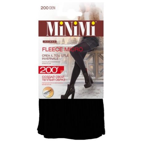 Колготки MiNiMi Fleece Micro 200 den, размер 4-L, nero (черный)