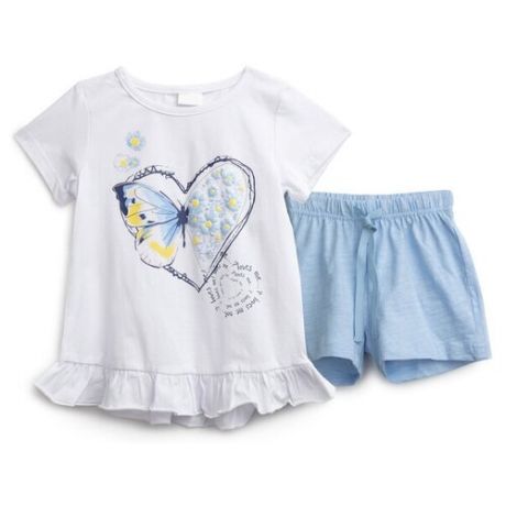 Комплект одежды playToday размер 122, белый/голубой