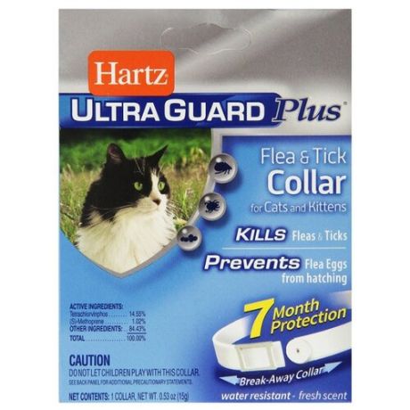 Hartz ошейник от блох и клещей Ultra Guard Plus для кошек и котят, белый