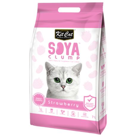 Комкующийся наполнитель Kit Cat Soya Clump Strawberry 7 л