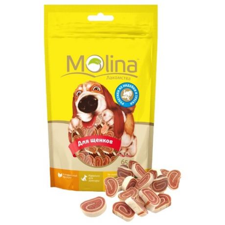 Лакомство для собак Molina для щенков Рулетики из индейки и трески, 65 г