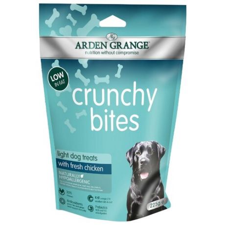 Лакомство для собак Arden Grange Crunchy Bites light с курицей низкокалорийное, 225 г
