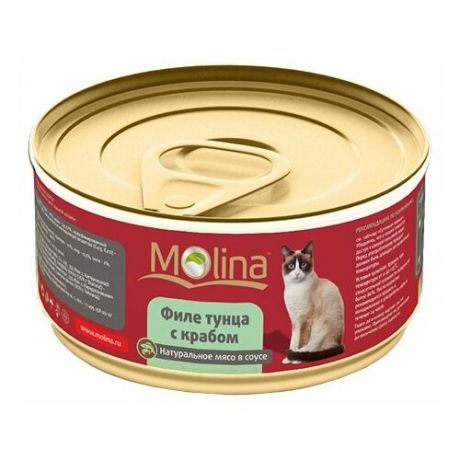 Корм для кошек Molina (0.08 кг) Консервы для кошек Филе тунца с крабом в соусе