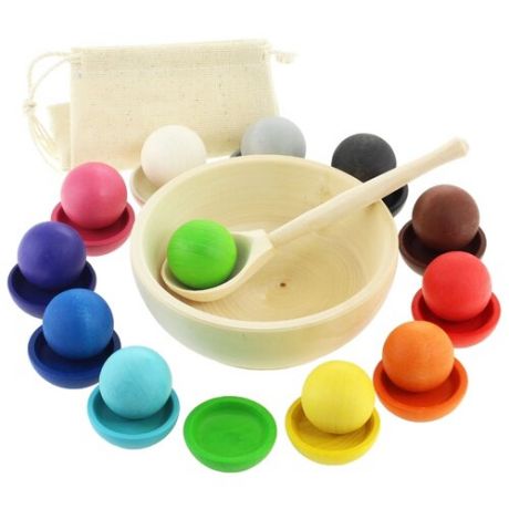 Развивающая игрушка Уланик Шарики на тарелочках разноцветный