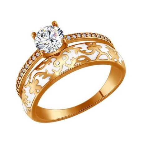 SOKOLOV Позолоченное кольцо с эмалью и фианитам 93010322, размер 19