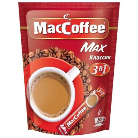 Растворимый кофе MacCoffee Max Классик 3 в 1, в стиках (20 шт.)