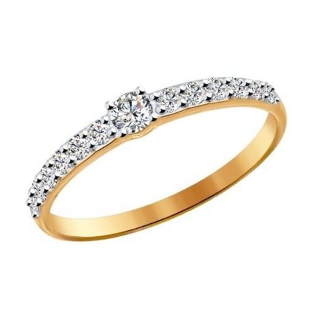 SOKOLOV Помолвочное кольцо из золота со Swarovski Zirconia 81010230, размер 16.5