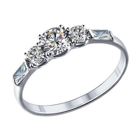 SOKOLOV Помолвочное кольцо из серебра с фианитами 89010007, размер 16.5