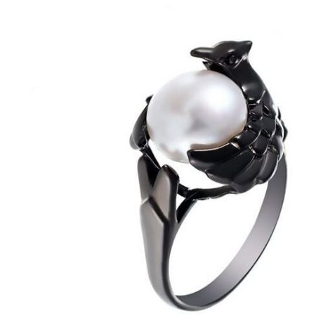 JV Кольцо с жемчугом из серебра KR160126-KO-WP-001-BLK, размер 17.5