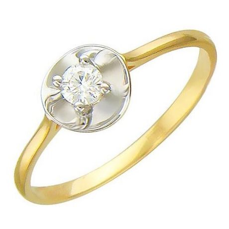 Эстет Кольцо с бриллиантом из желтого золота 01К636777, размер 17.5