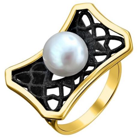 DeFleur Кольцо с 1 жемчугом из серебра с позолотой С20К35838Y1BЭП, размер 16.5