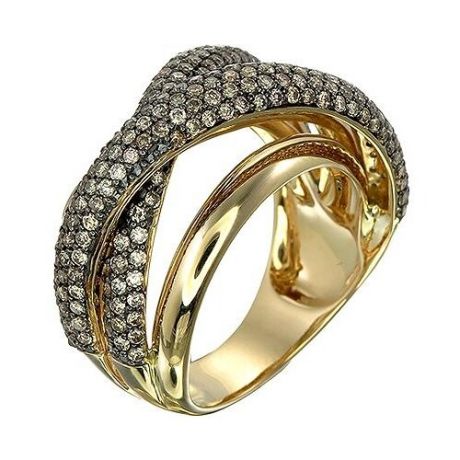 Sargon Jewelry Кольцо с 241 бриллиантом из жёлтого золота R1079-2002, размер 18.5