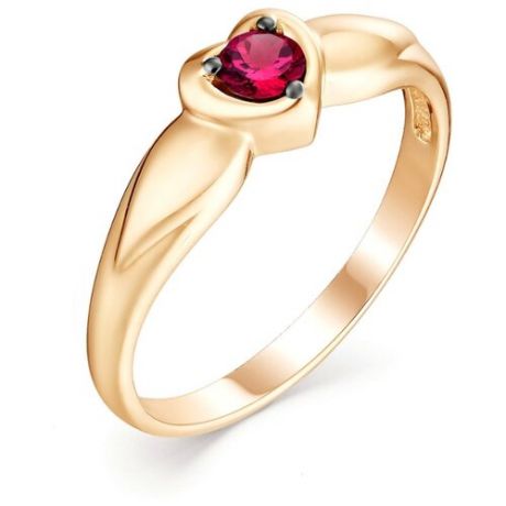 АЛЬКОР Кольцо Сердце с 1 рубином из красного золота 13006-103, размер 18.5