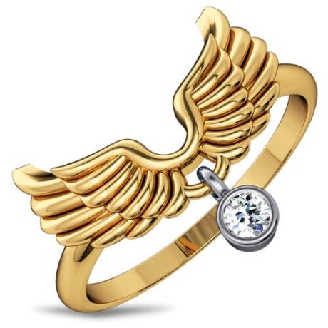 Эстет Кольцо Крылья с бриллиантом из комбинированного золота 01К667425Ж, размер 17