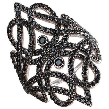 Эстет Кольцо с фианитами из чернёного серебра 01К2510191-1Ч, размер 17