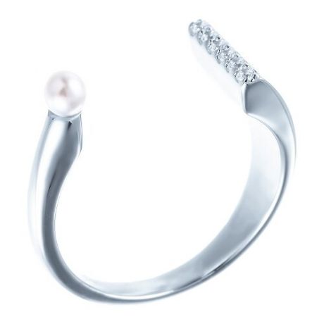 JV Кольцо с жемчугом и фианитами из серебра OL01438A-KO-WM-001-WG, размер 17.5