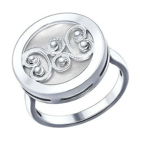 SOKOLOV Кольцо с 1 перламутром из серебра 94012049, размер 17